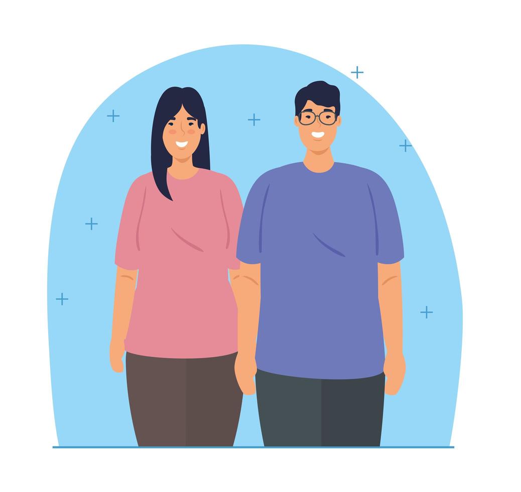 Multiethnic young couple, diversity and multiculturalism concept vector