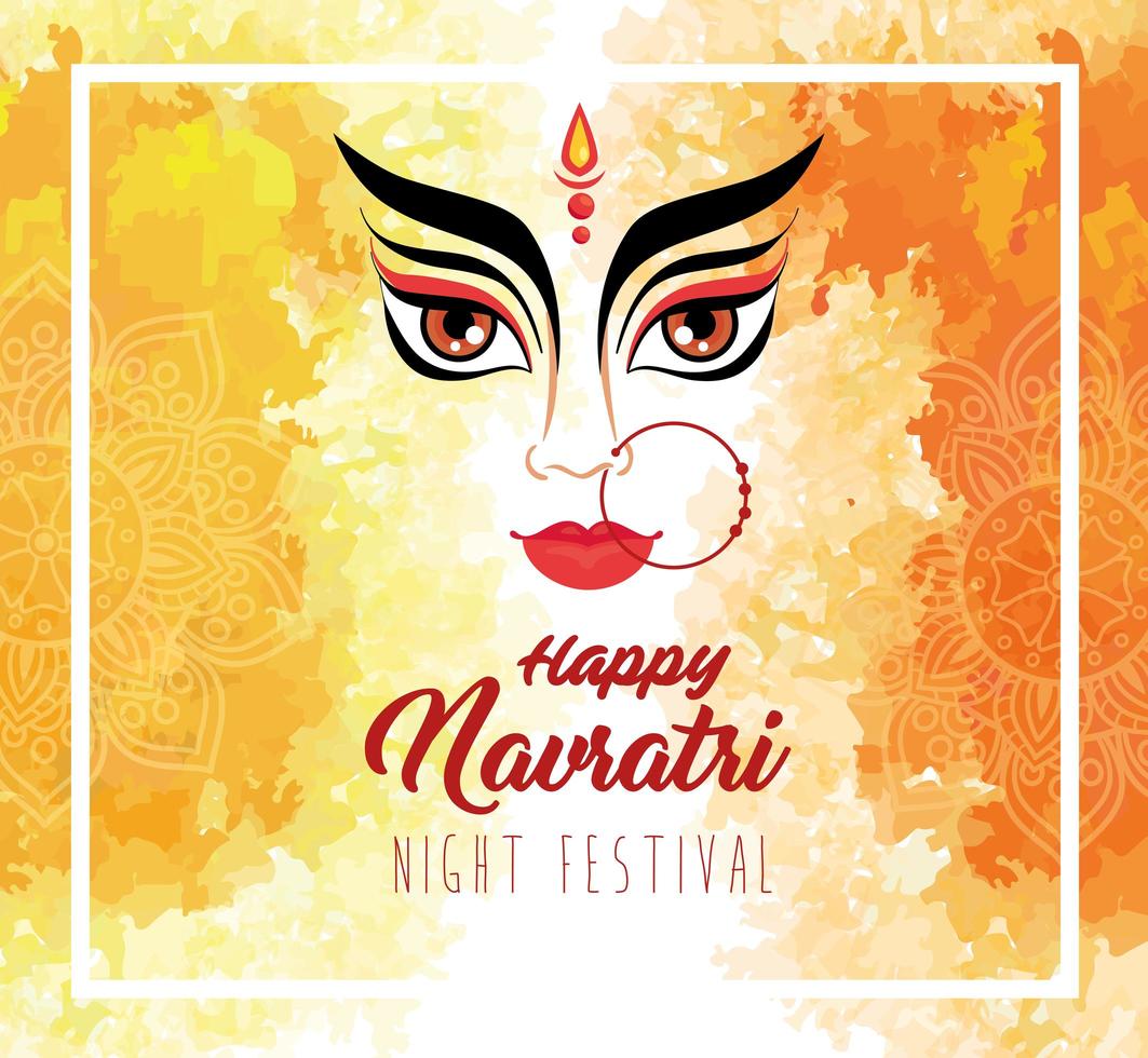 Navratri Hindu celebration poster with Durga face vector