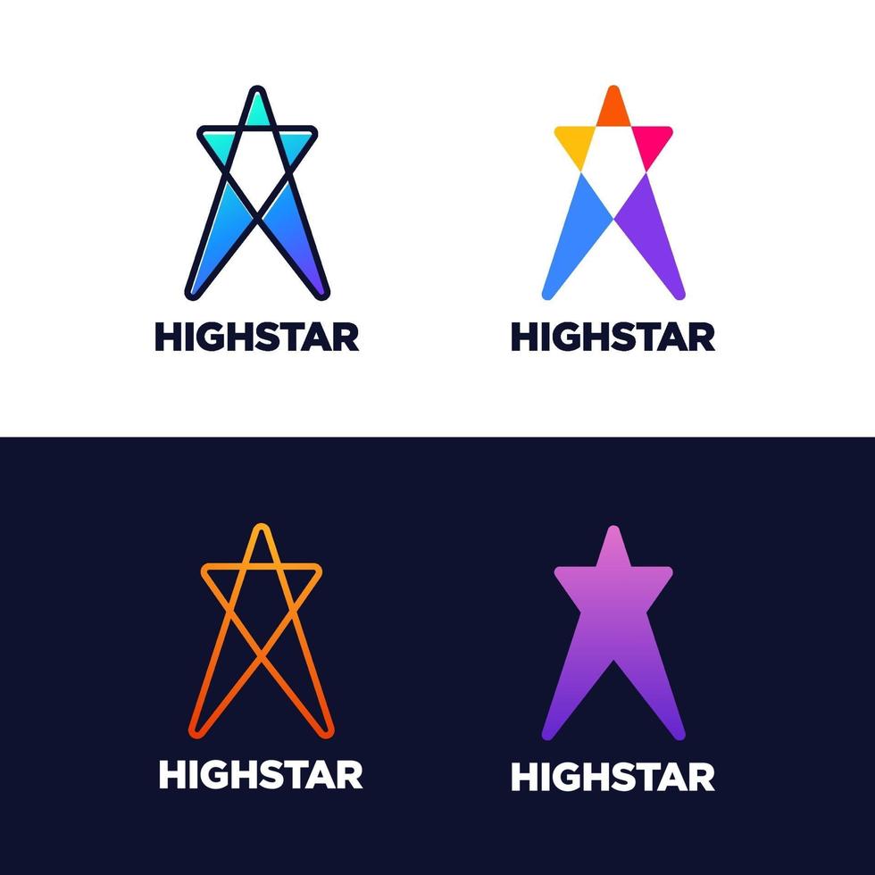 long star logotype set vector