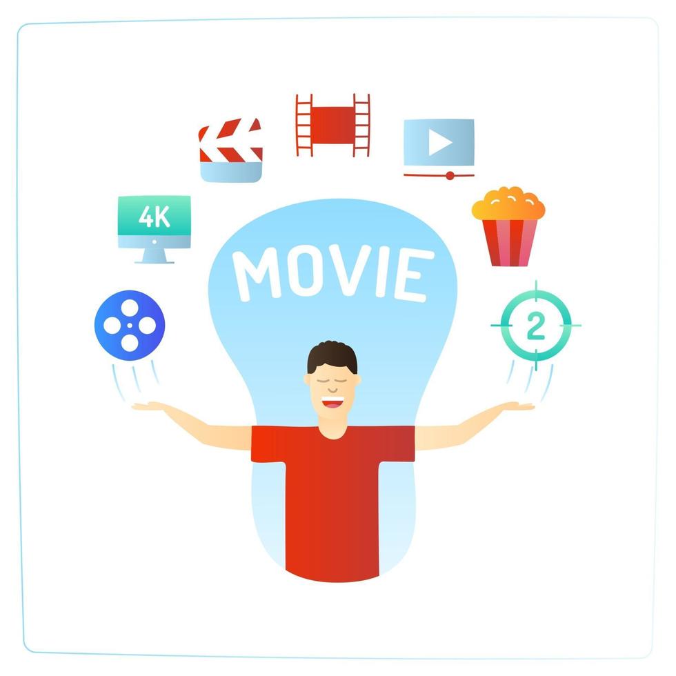 movie or cinema flat illustration with character vector