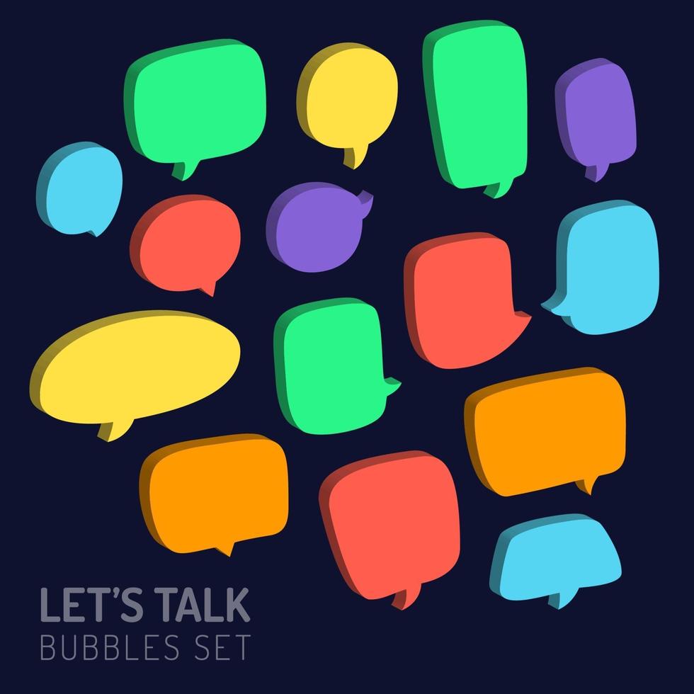 3d speech chat bubble set vector