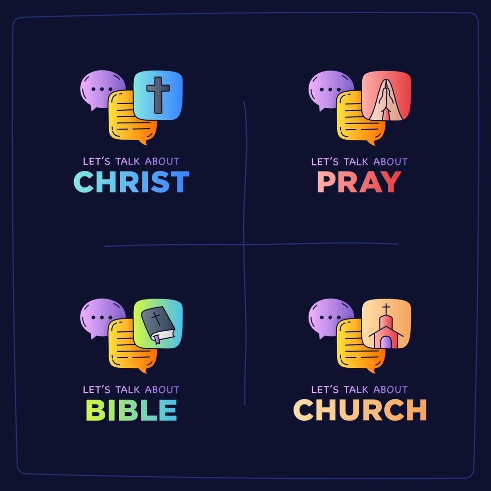 hablemos de la iglesia, cristo, dios, oración, biblia y religión ilustración vector