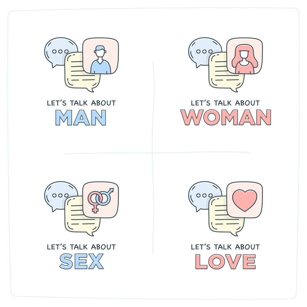 hablemos de mujer, hombre, sexo y amor ilustración vector