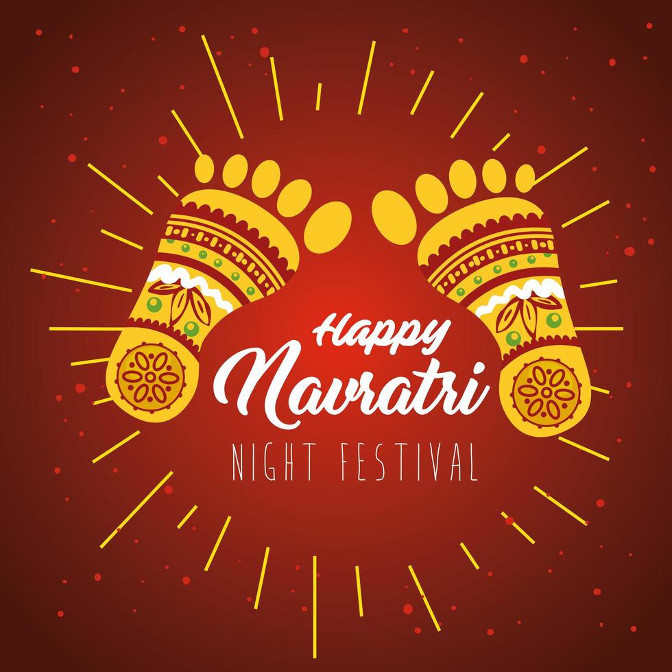 Navratri Hindu celebration poster with decorations vector