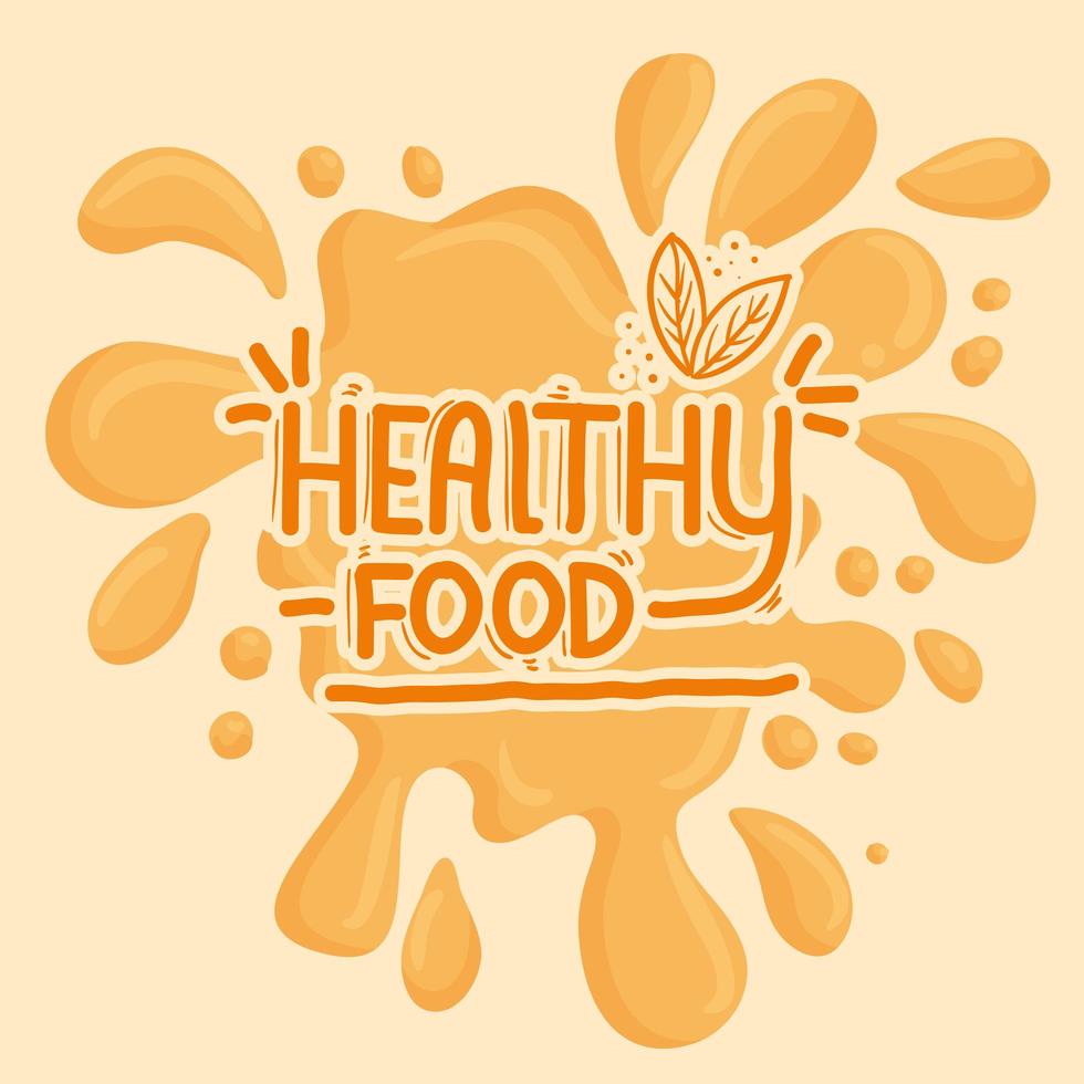 Healthy food lettering with juicy splash vector