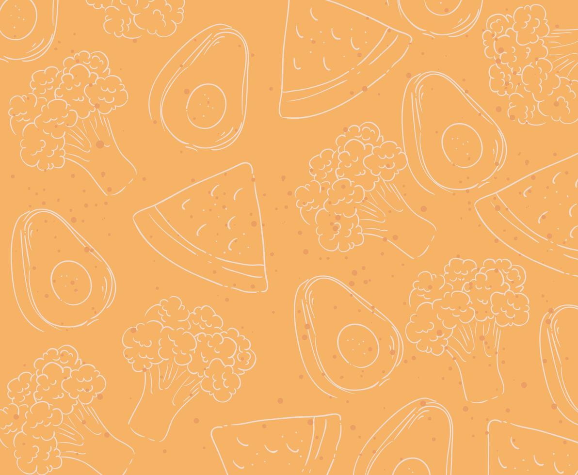 Vegetables and fruits pattern background vector