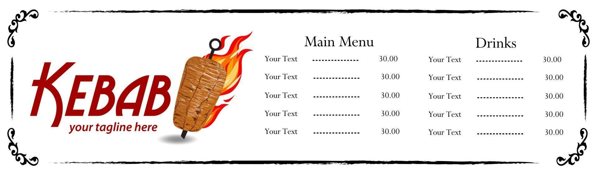 Shawarma cooking and ingredients for kebab. vector