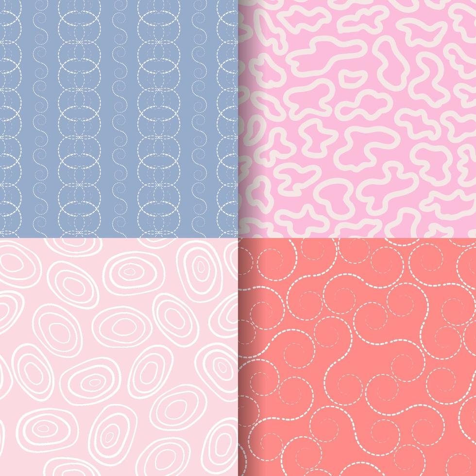 4 hand drawn seamless pattern set vector