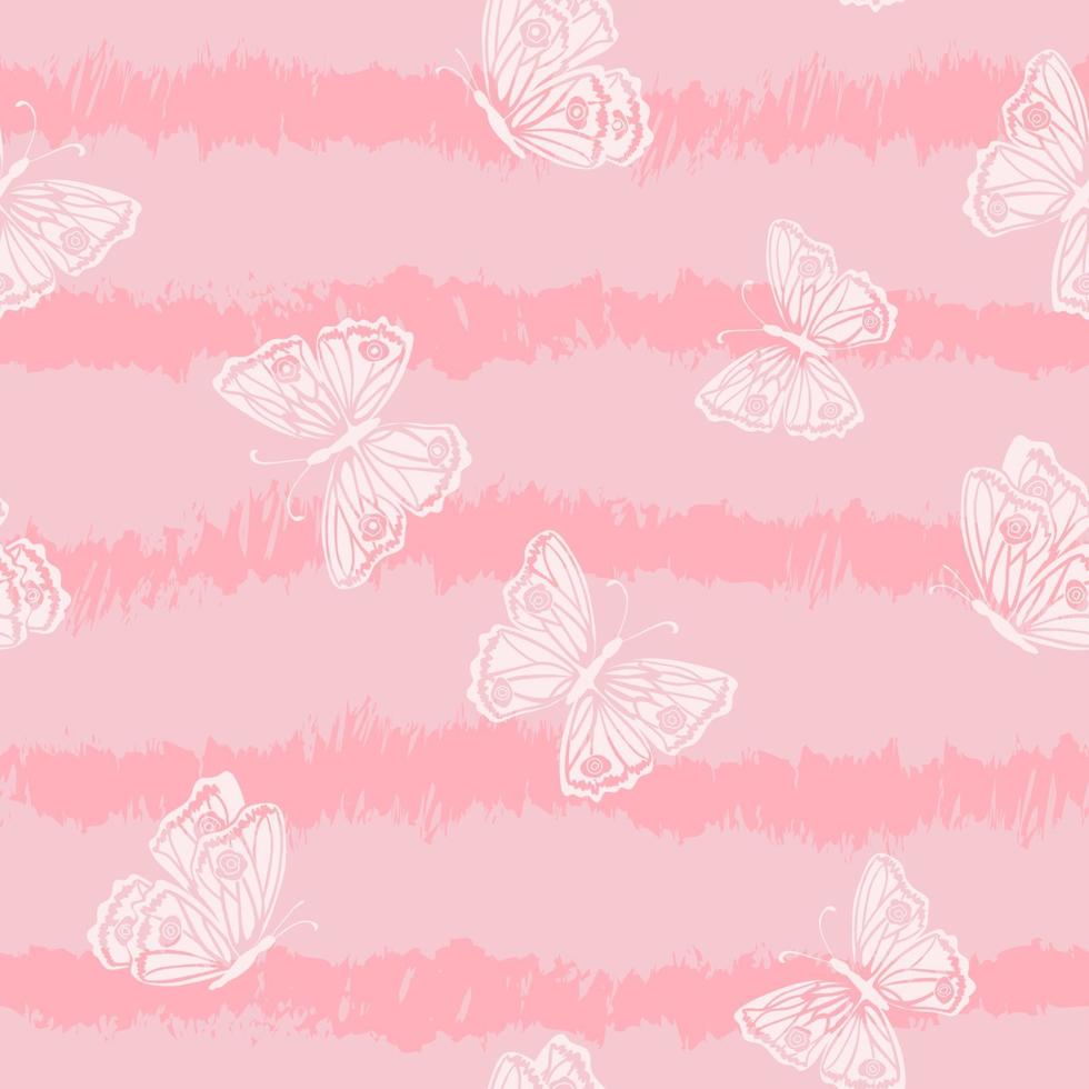 Hand drawn butterflies seamless pattern vector