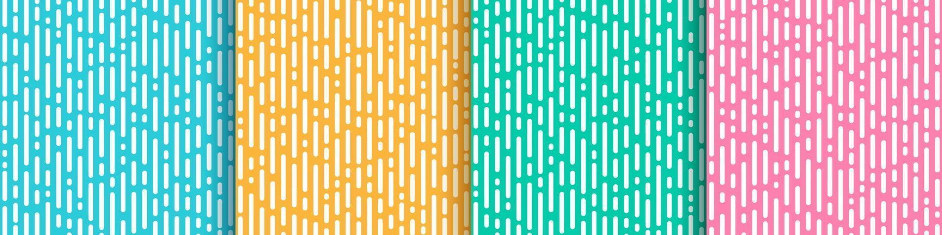 Set of abstract yellow pink green mint and light blue vertical rounded lines transition. Trendy color geometric abstract design. Simple flat pastel pattern style. Vector Illustration