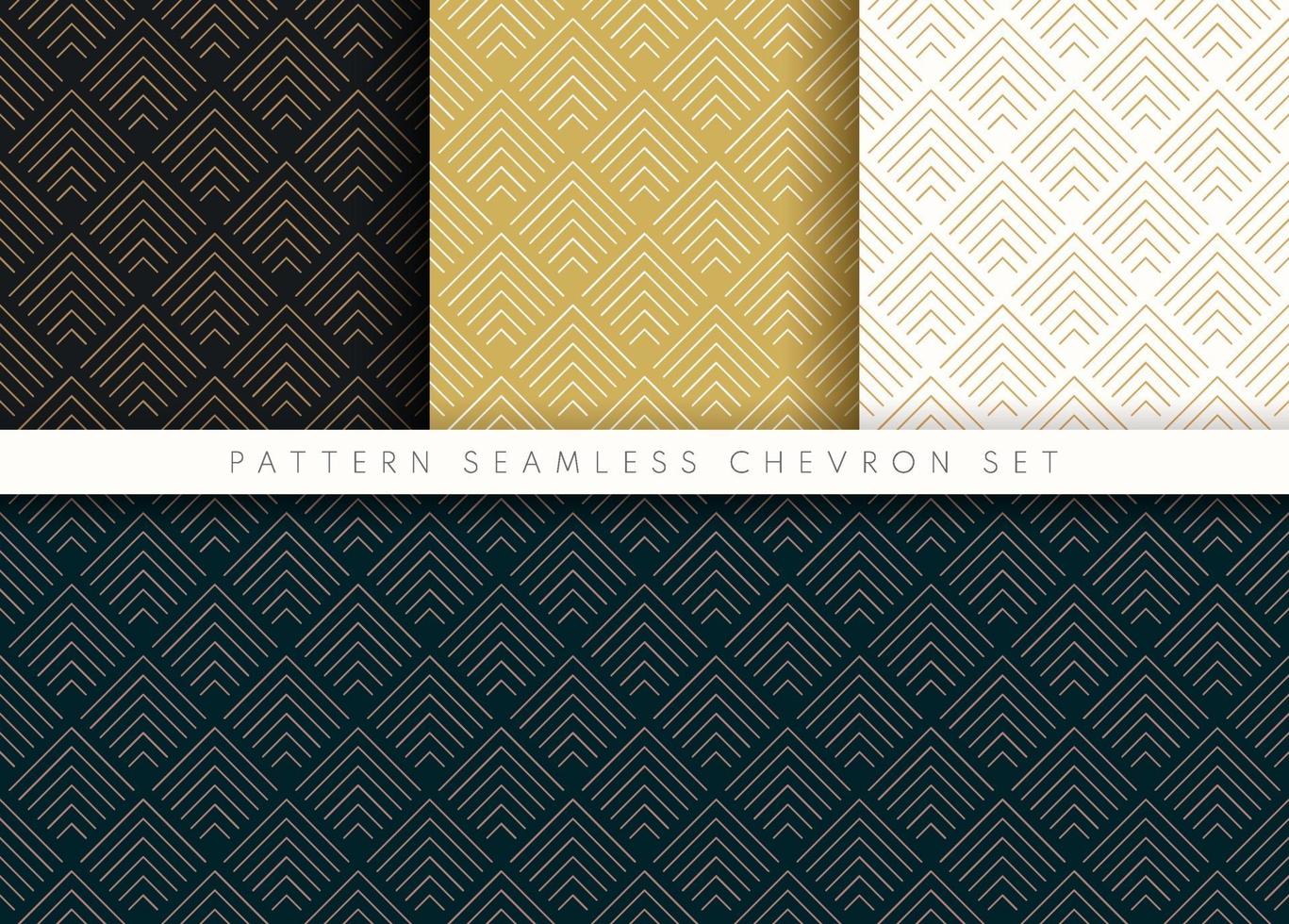 conjunto de patrón de chevron sin fisuras onda abstracta fondo raya oro lujo color y línea. Línea geométrica diseño de patrón de oro rosa negro y azul oscuro. ilustración vectorial vector