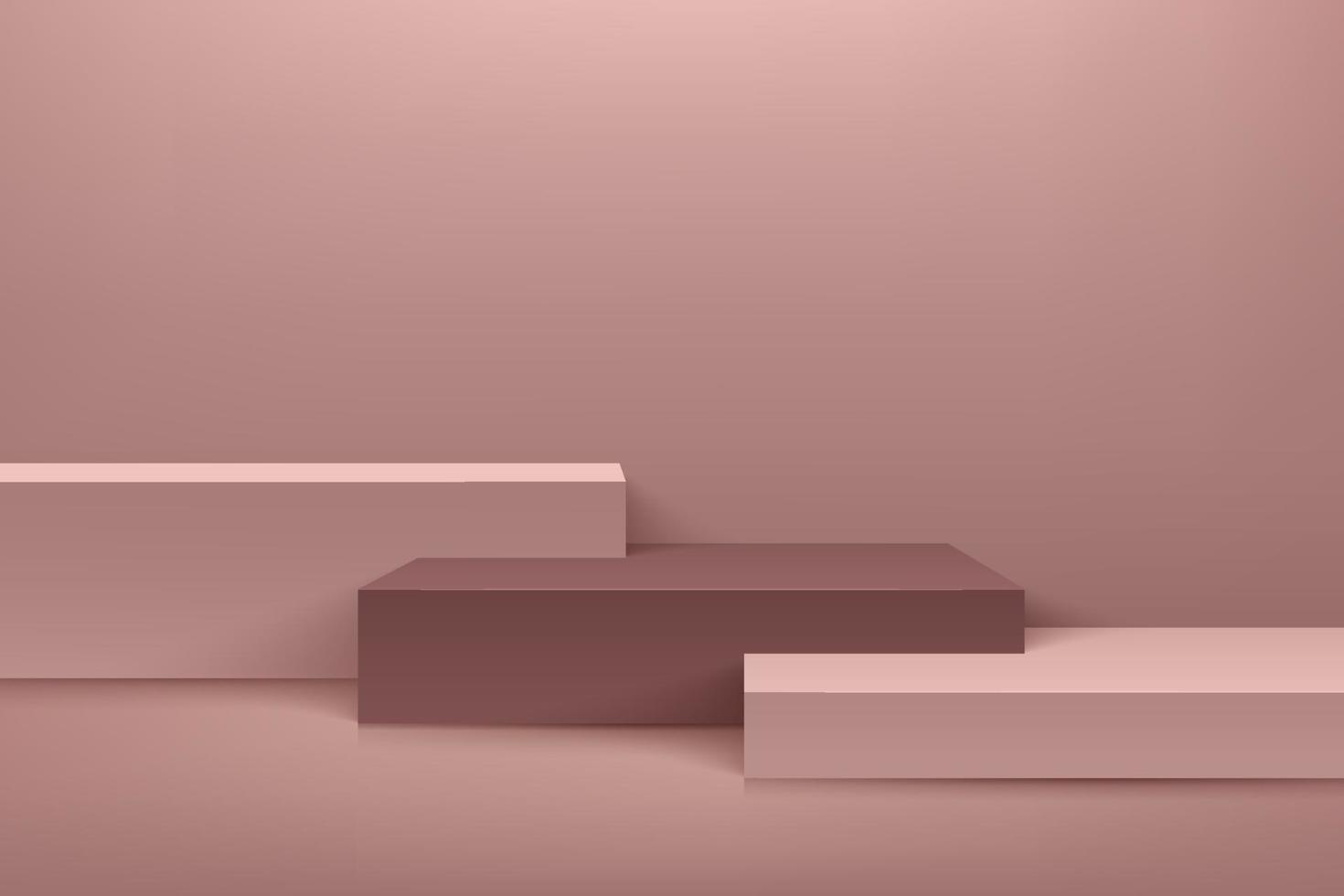 Pantalla de cubo rosa abstracta para el producto en el sitio web en estilo moderno. representación de fondo de lujo con podio y escena de pared de textura mínima de oro rosa, forma geométrica de representación 3d. ilustración vectorial vector