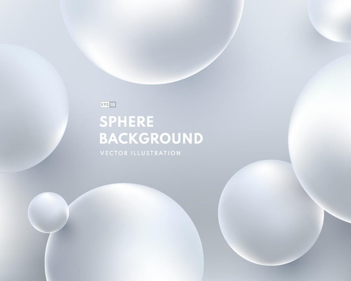 Abstract liquid fluid circles silver  color background. 3D shiny silver sphere shape design. Creative minimal bubble white template for cover brochure, flyer, poster, banner web. Vector illustration