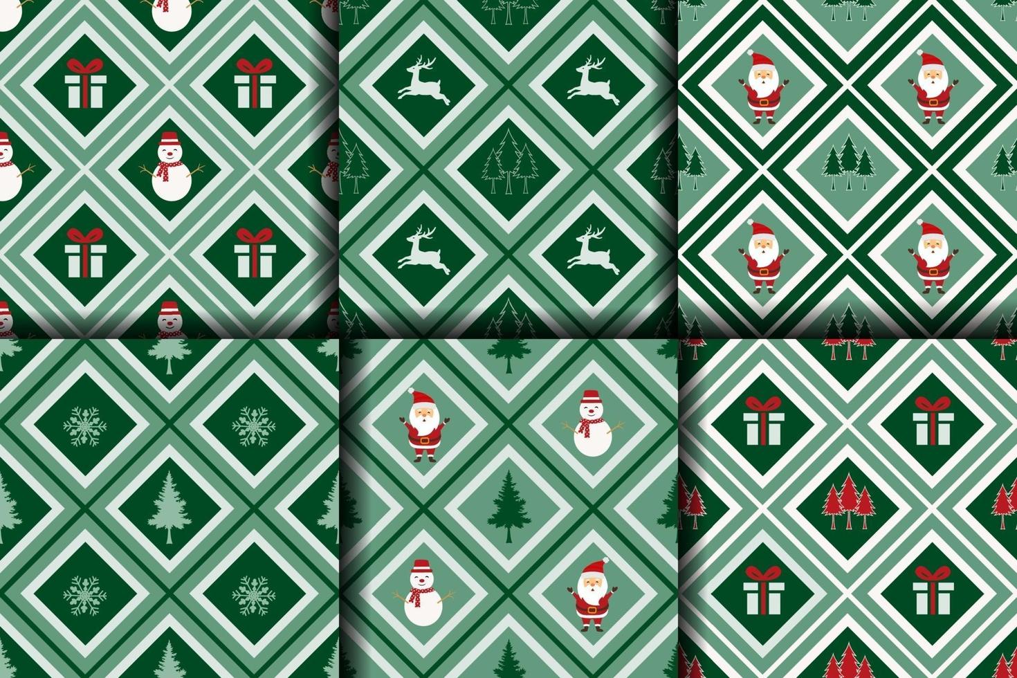 Christmas seamless pattern collection with geometric shapes vector