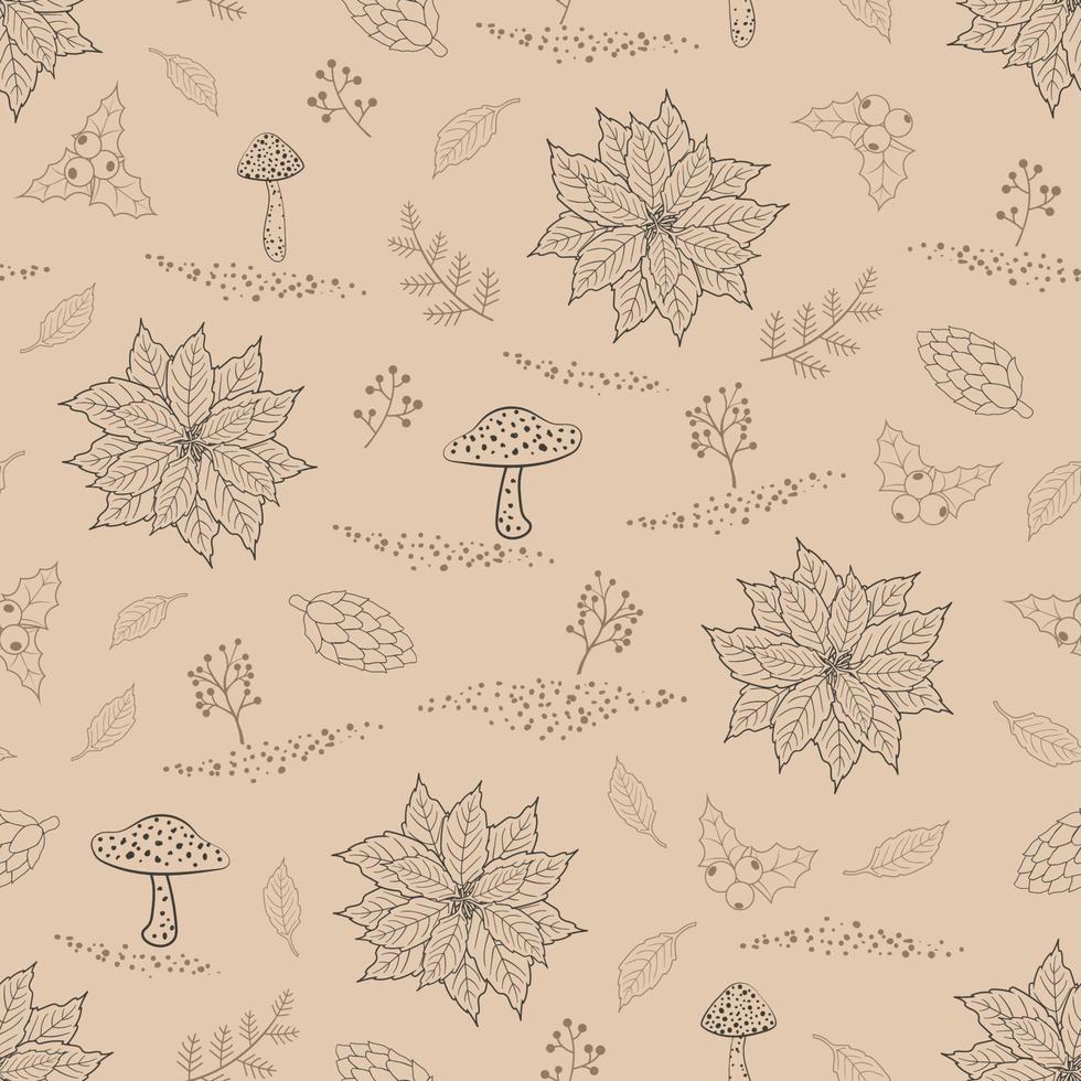 Hand drawn seamless pattern with autumn leaves vector