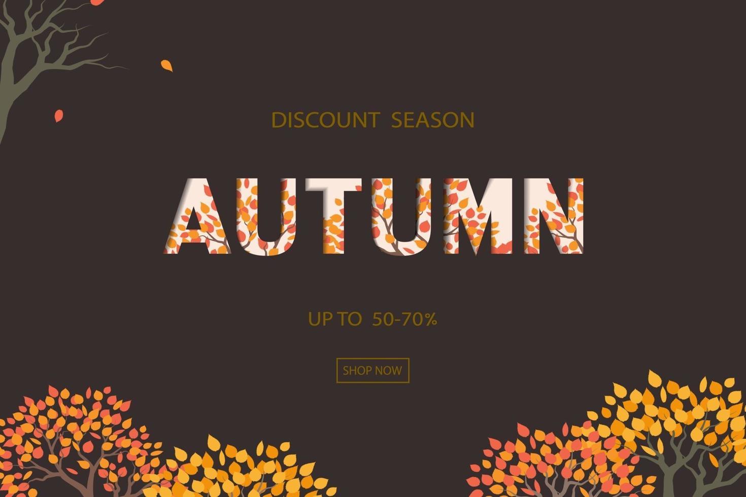 Fondo de otoño o otoño con texto de descuento para promoción de compras. vector