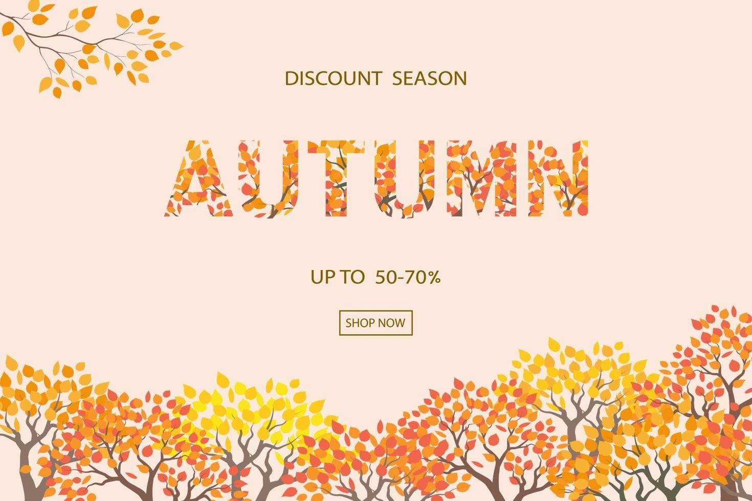 Autumn or Fall background with discount text for shopping promotion vector