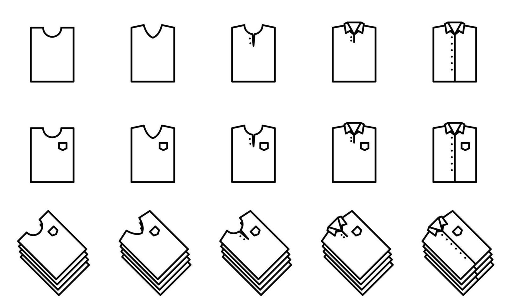 T shirt icon set - Vector. Folded shape style. vector