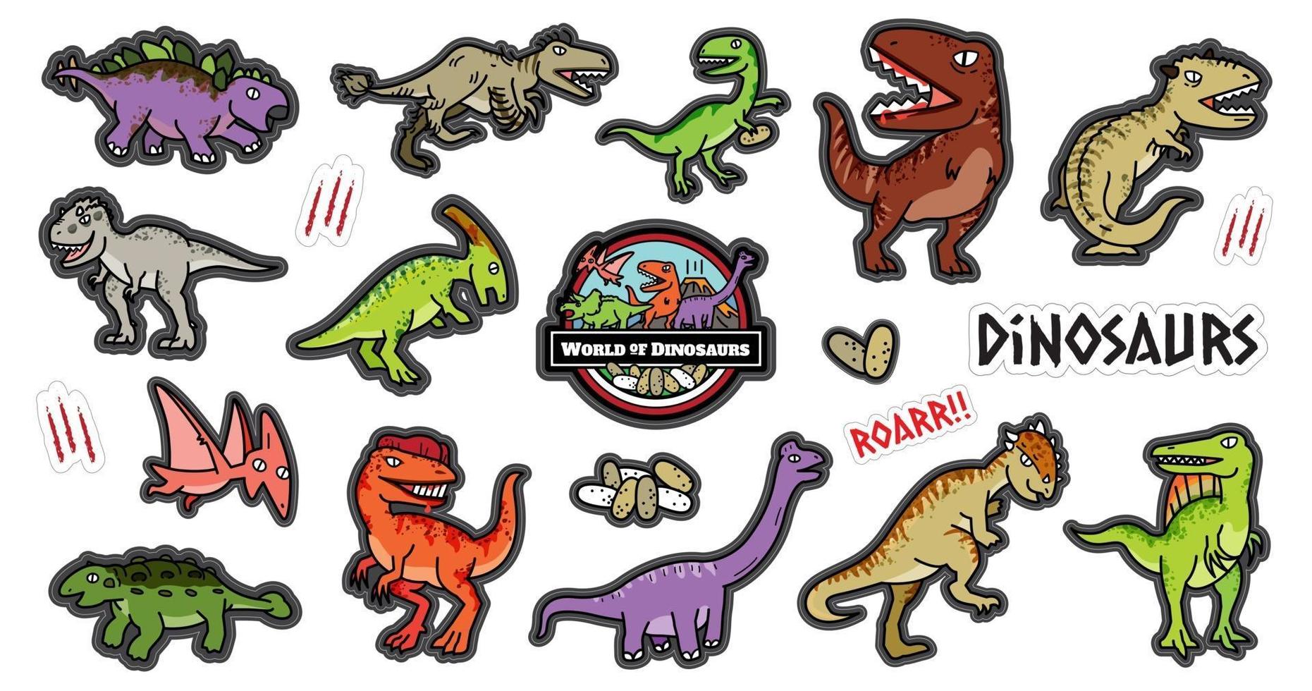 Dinosaurus character design cartoon set. vector