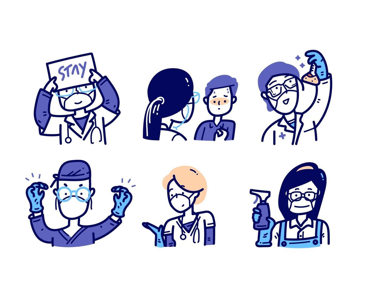 Medical characters action avatar. vector