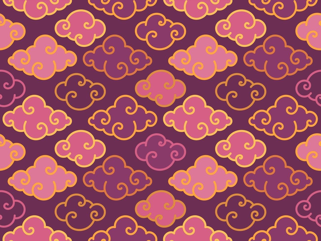 Purple traditional oriental chinese clouds seamless pattern vector