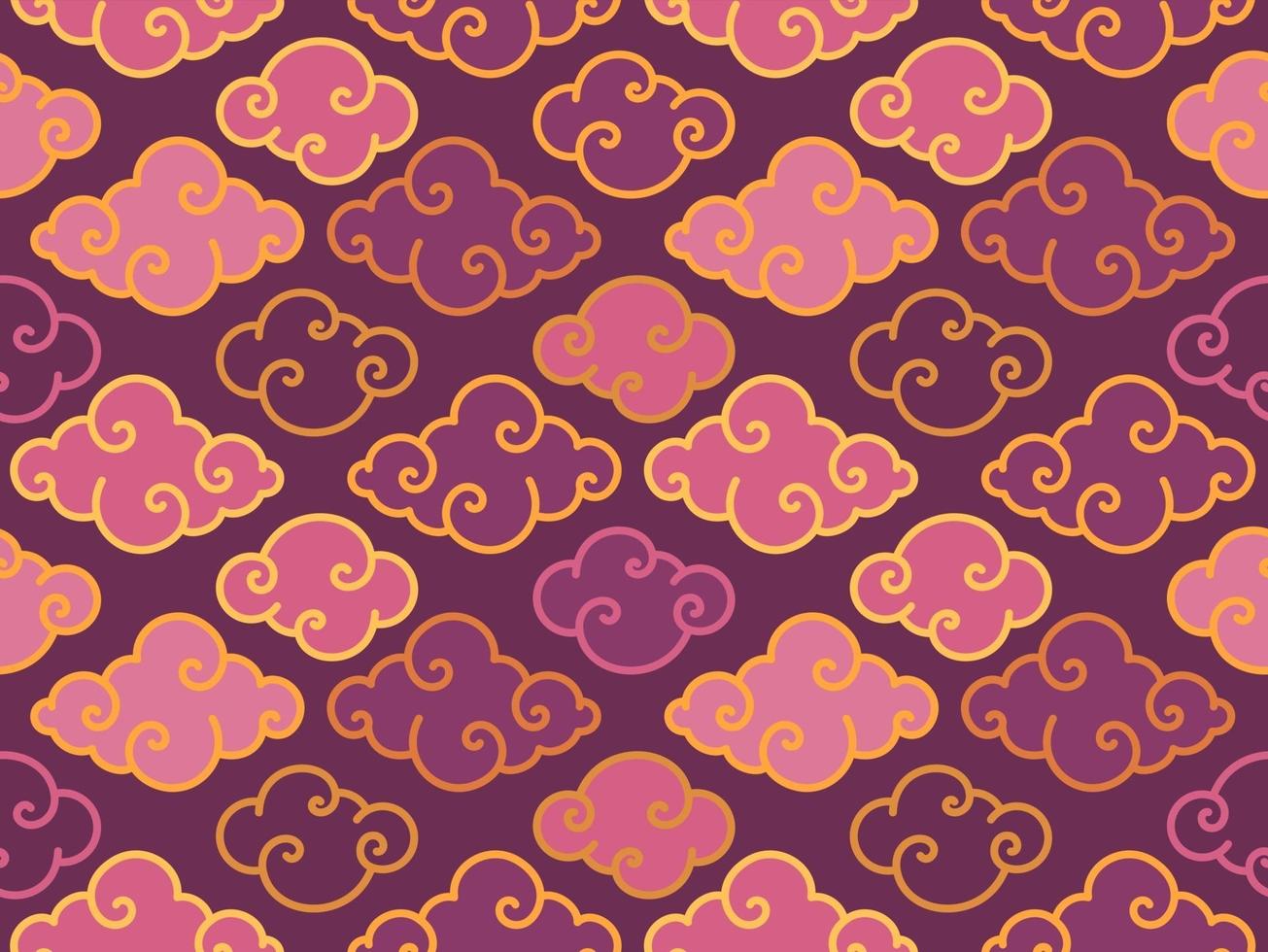 Purple traditional oriental chinese clouds seamless pattern vector