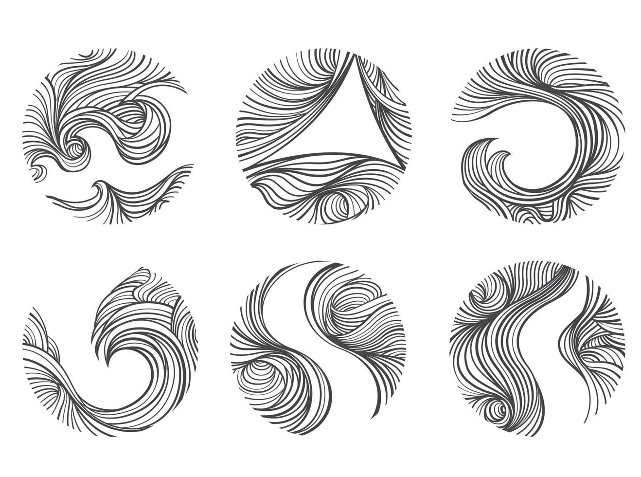 conjunto de líneas de viento abstracto. vector