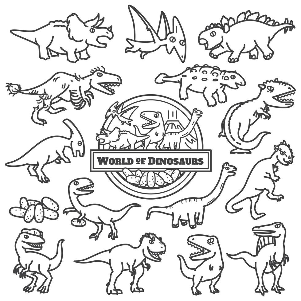 Conjunto de vectores de diseño de personajes de dinosaurios