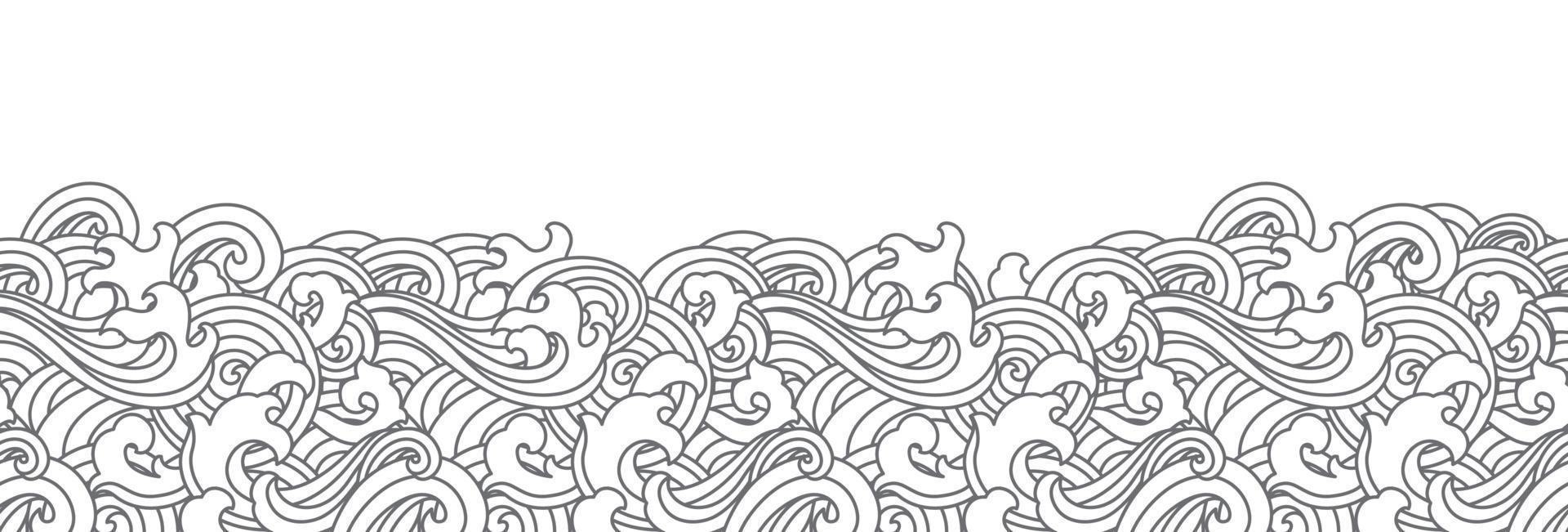 Oriental ocean wave seamless background. vector