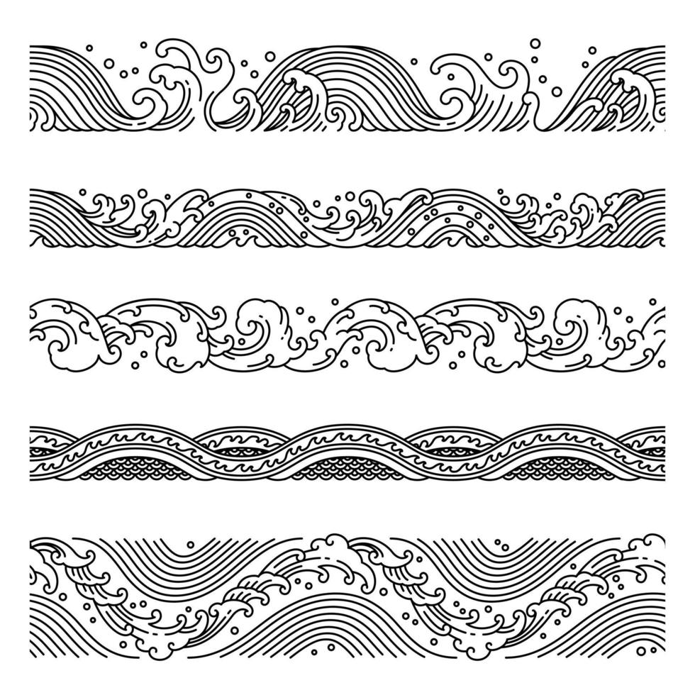 Wave seamless patterns vector. vector