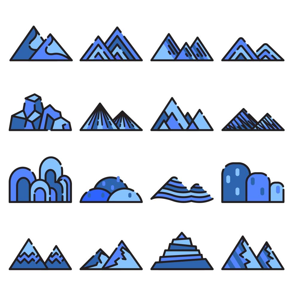 Mountain icon vector set on white background