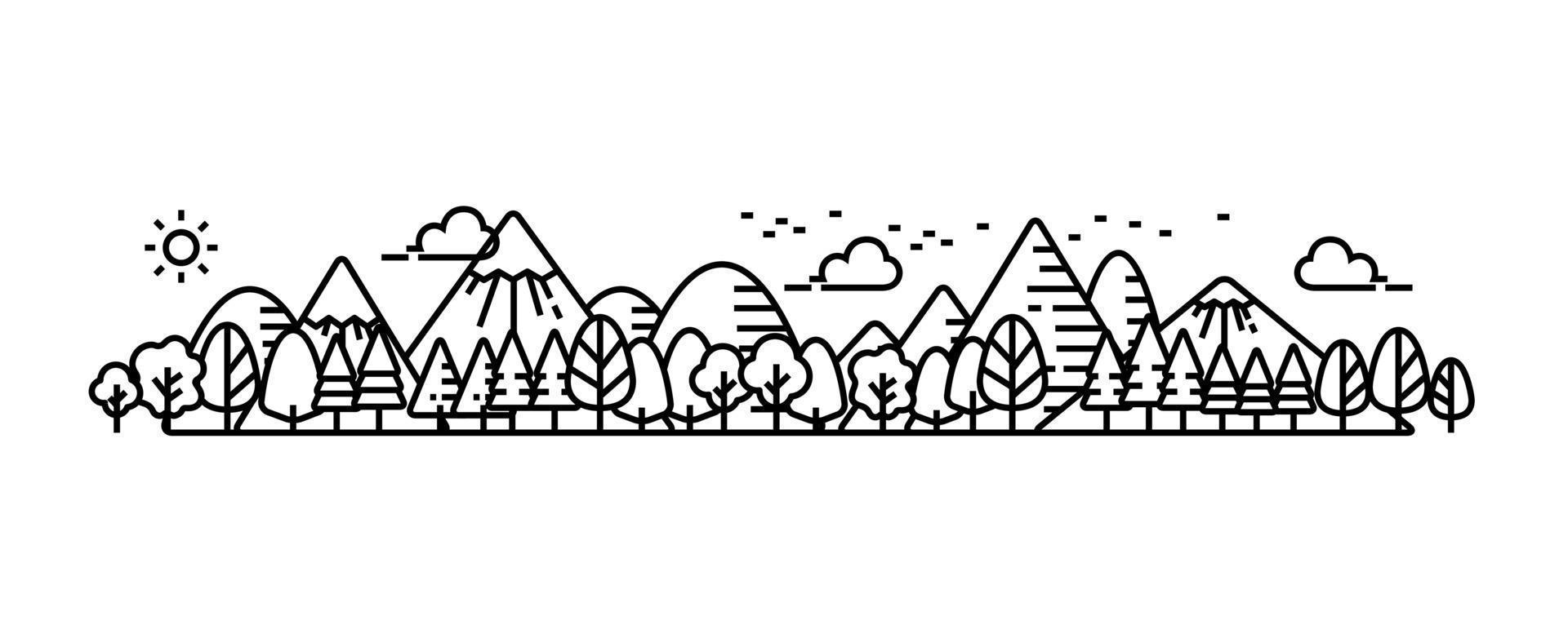 Natural park panorama view illustrate. vector