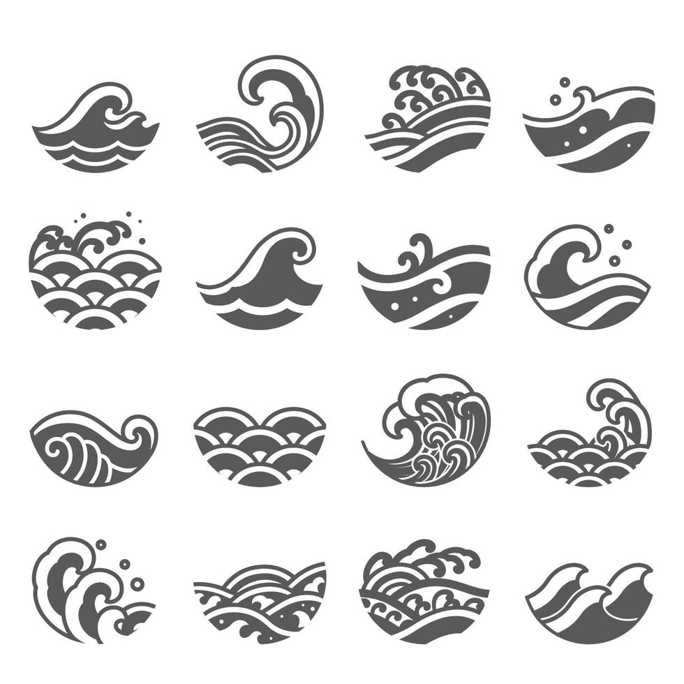 Water wave icon vector set.