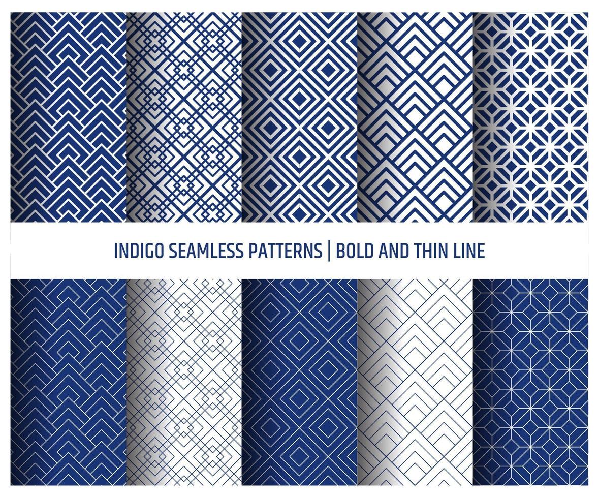 Japanese patterns,indigo color seamless wallpapers vector. vector