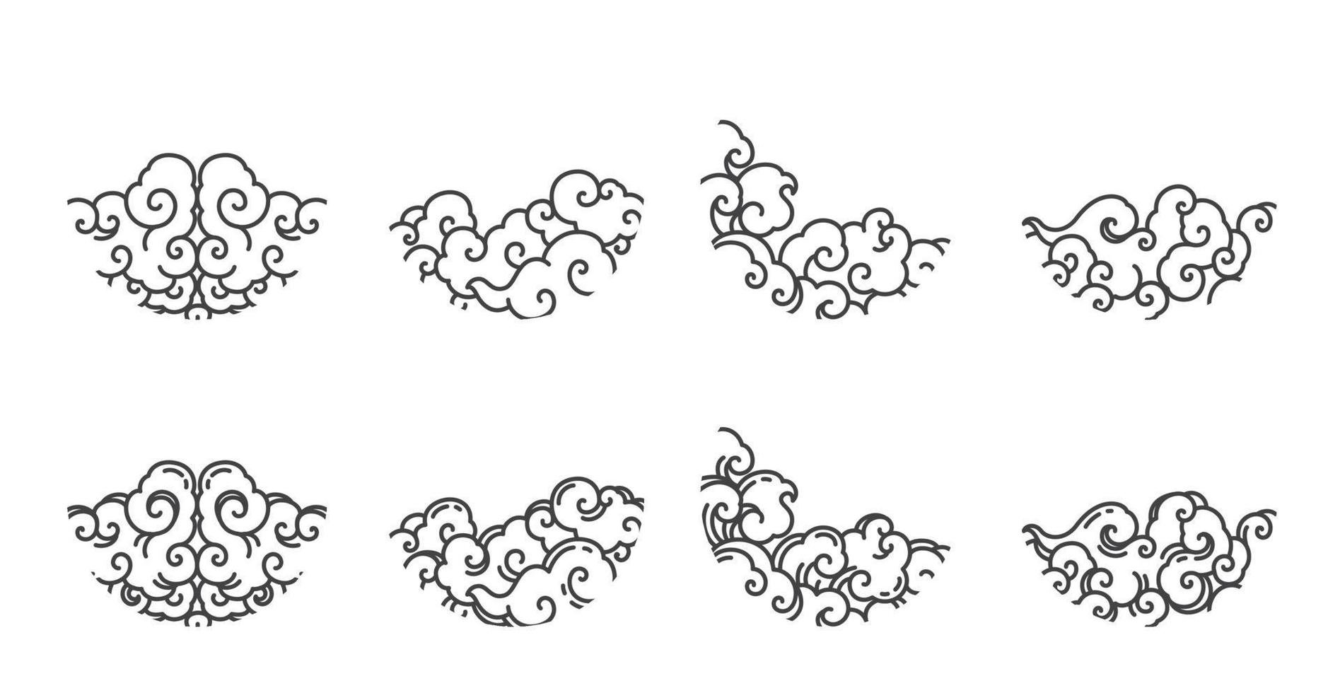 Traditional Chinese clouds element design set vector