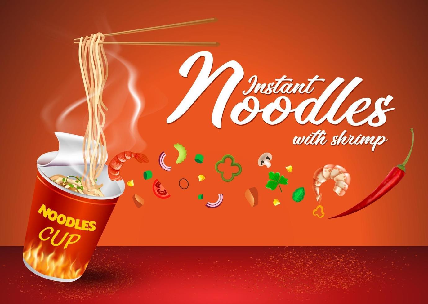 Instant cup noodles design vector