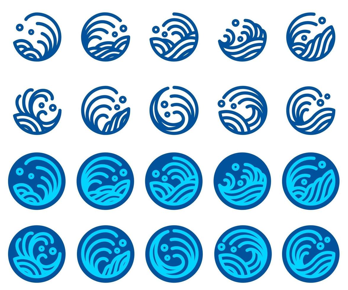 water wave logo design vector set