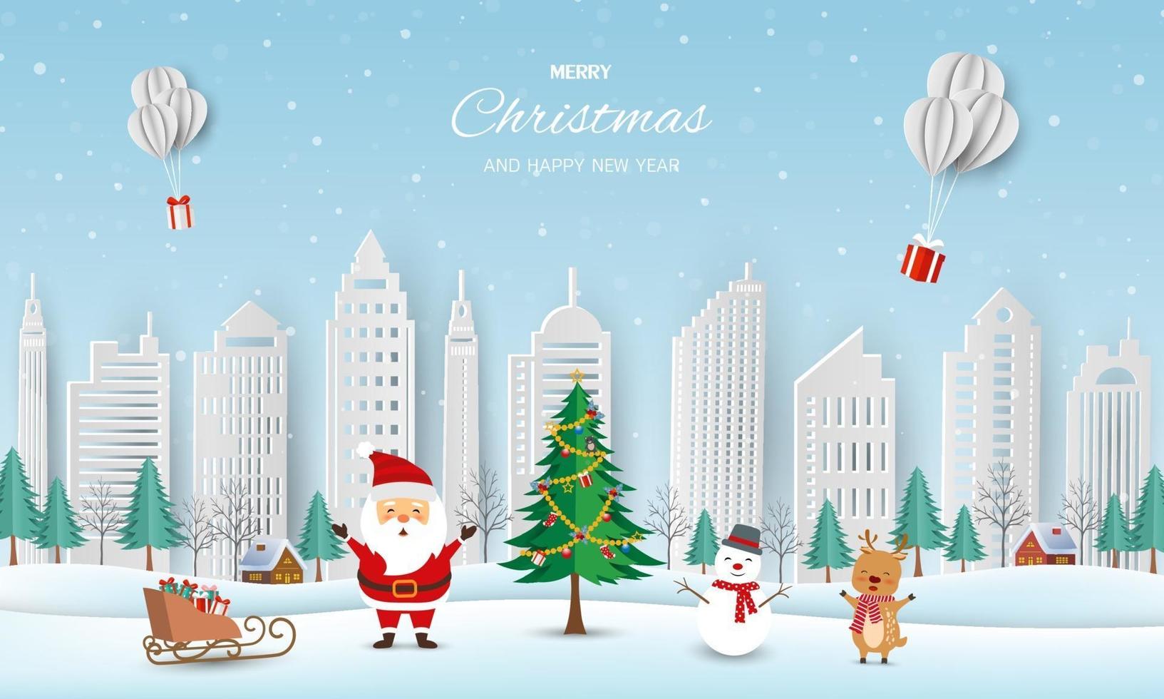 Merry Christmas and Happy new year greeting card vector