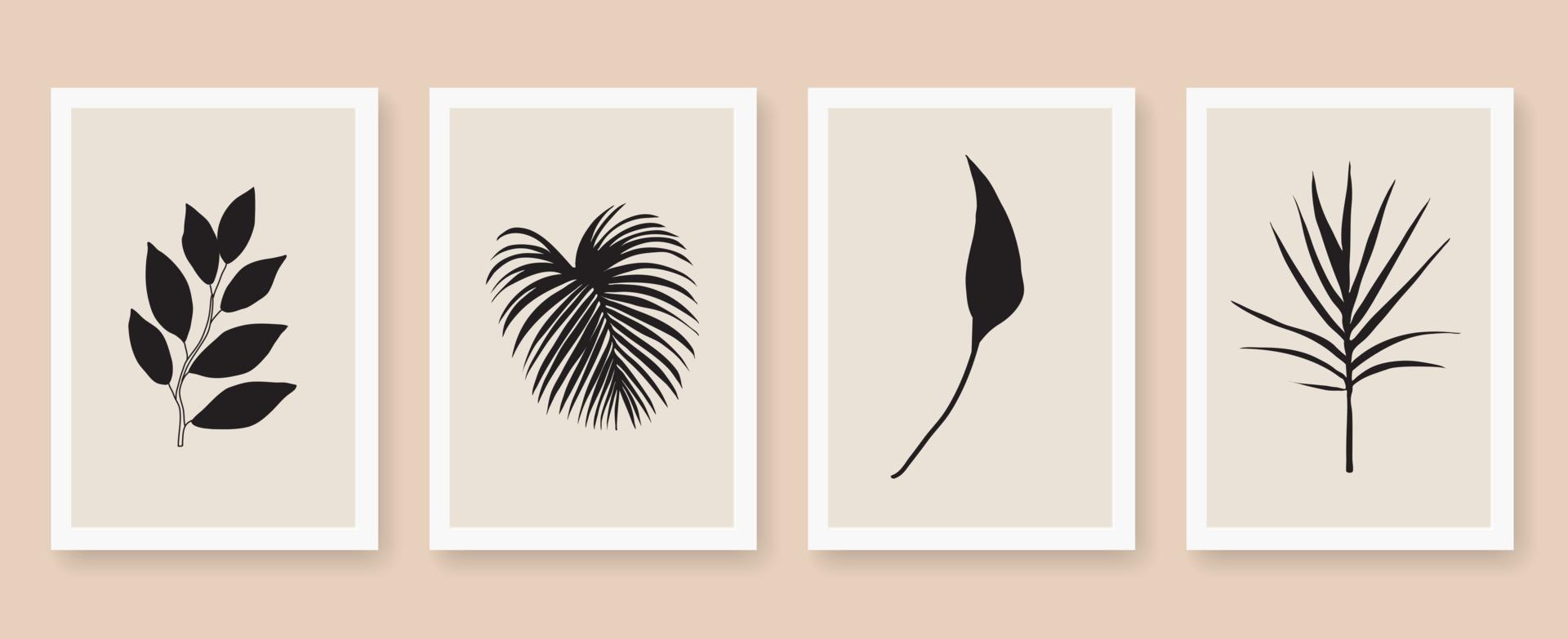 Abstract arts leaves poster set vector