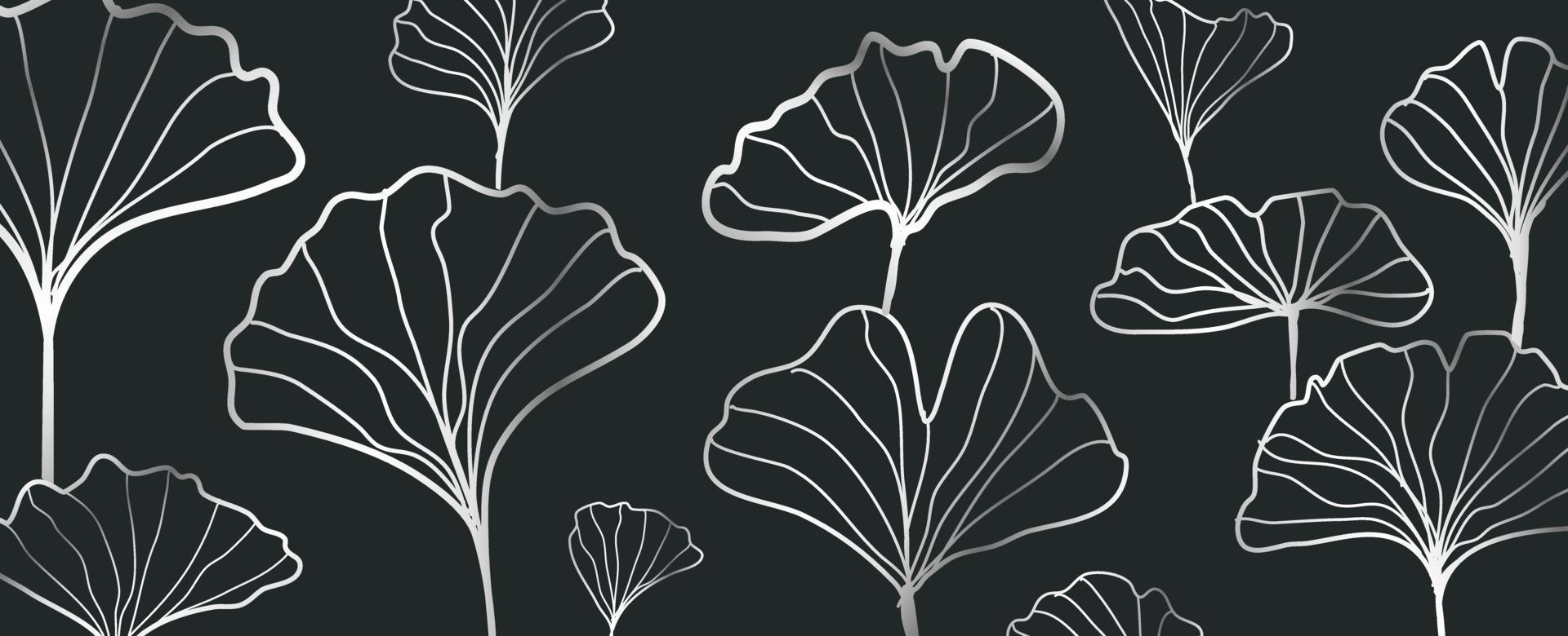 Abstract ginkgo leaves outline pattern vector