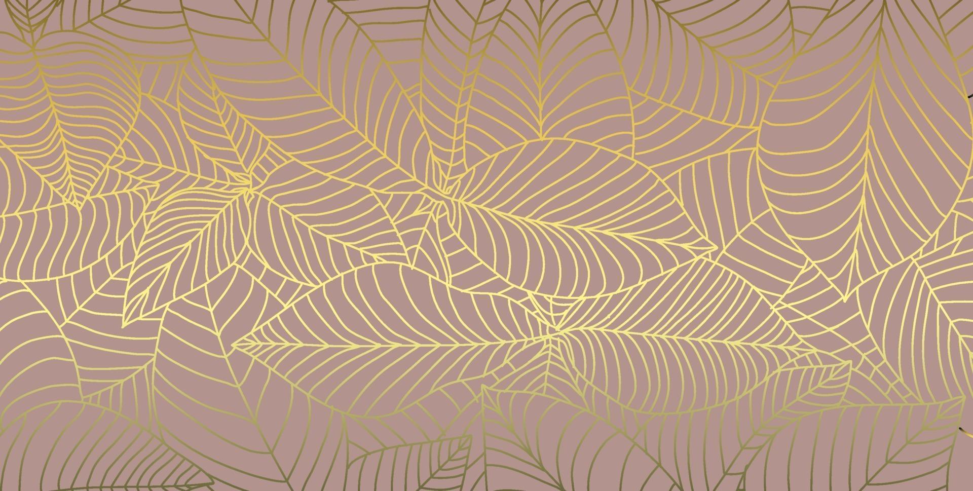 Abstract gold lines leaf pattern vector
