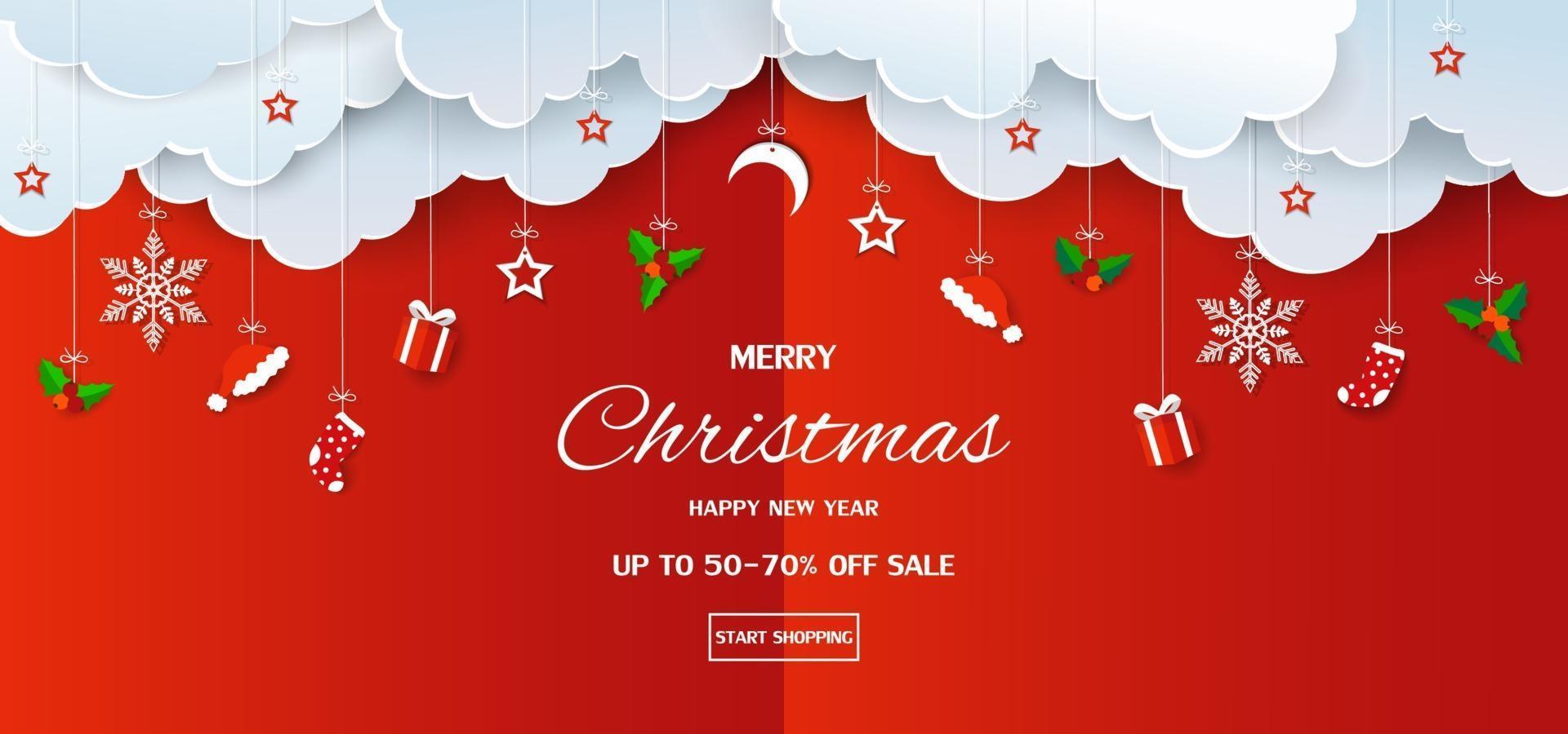 feliz navidad y próspero año nuevo fondo de banner de venta vector