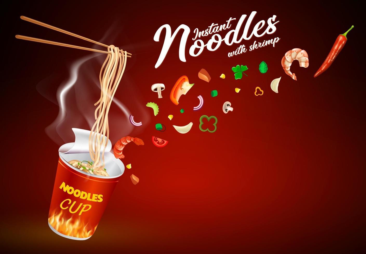 Instant cup noodles design vector