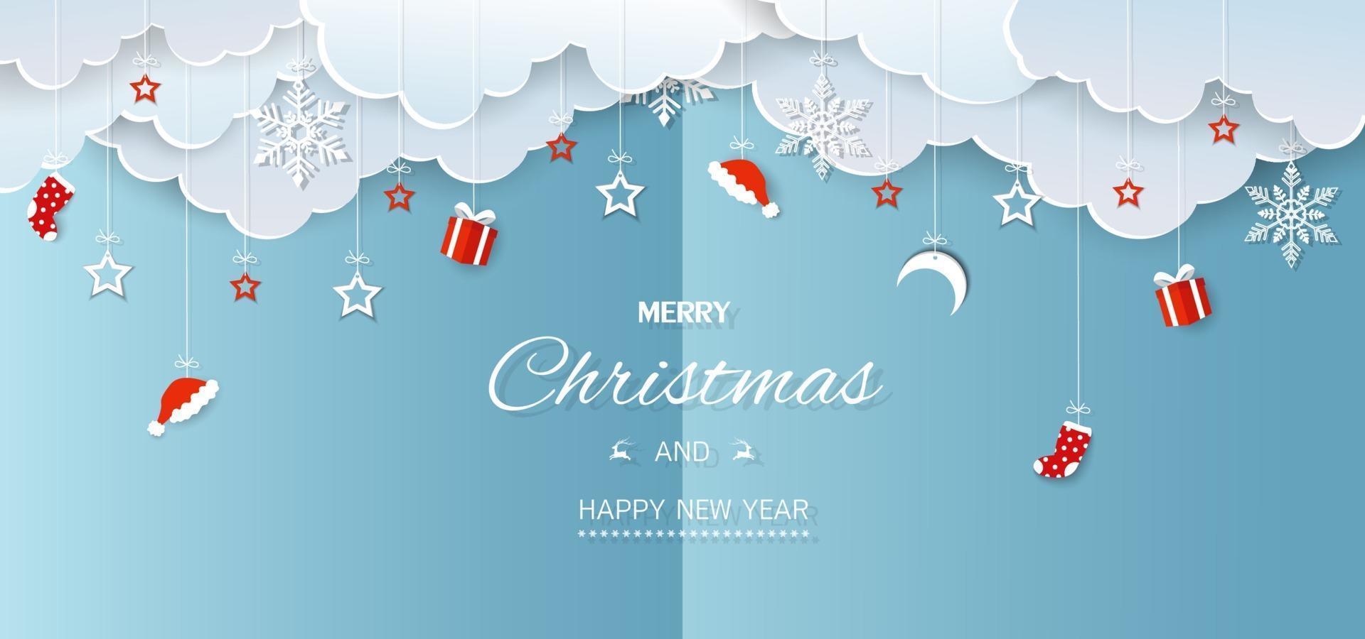 Merry Christmas and Happy new year winter holiday banner vector