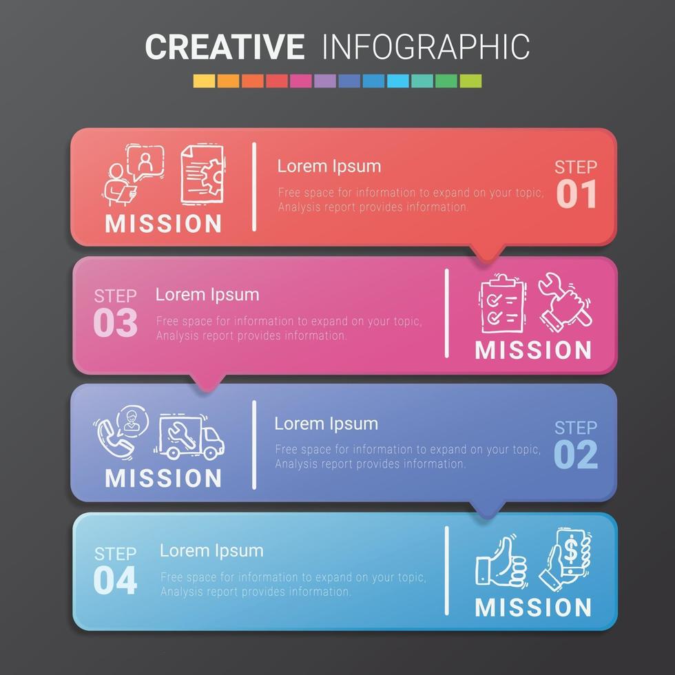 Abstract infographics number options template with steps, with 4 label. Can be used for workflow layout, diagram, business step options, banner. vector