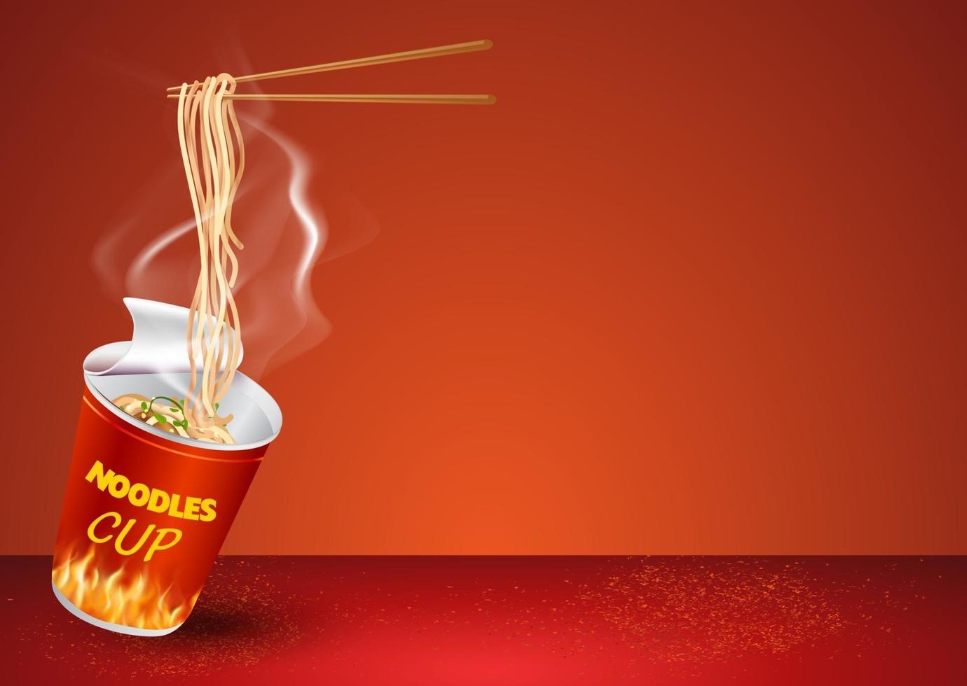 Instant cup noodles design template vector