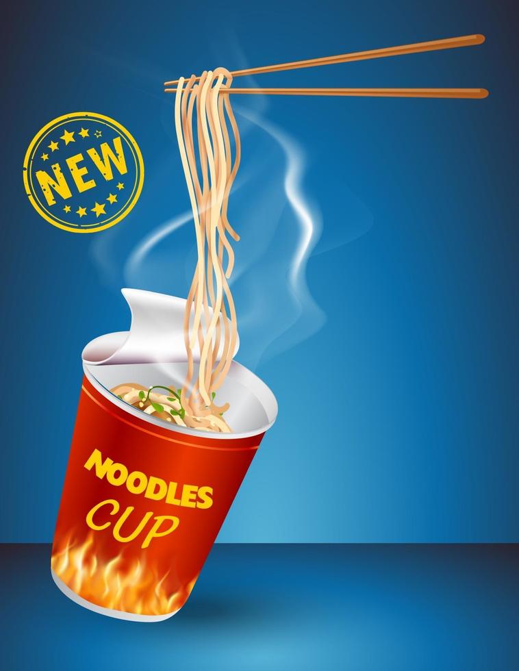 Instant cup noodles design vector