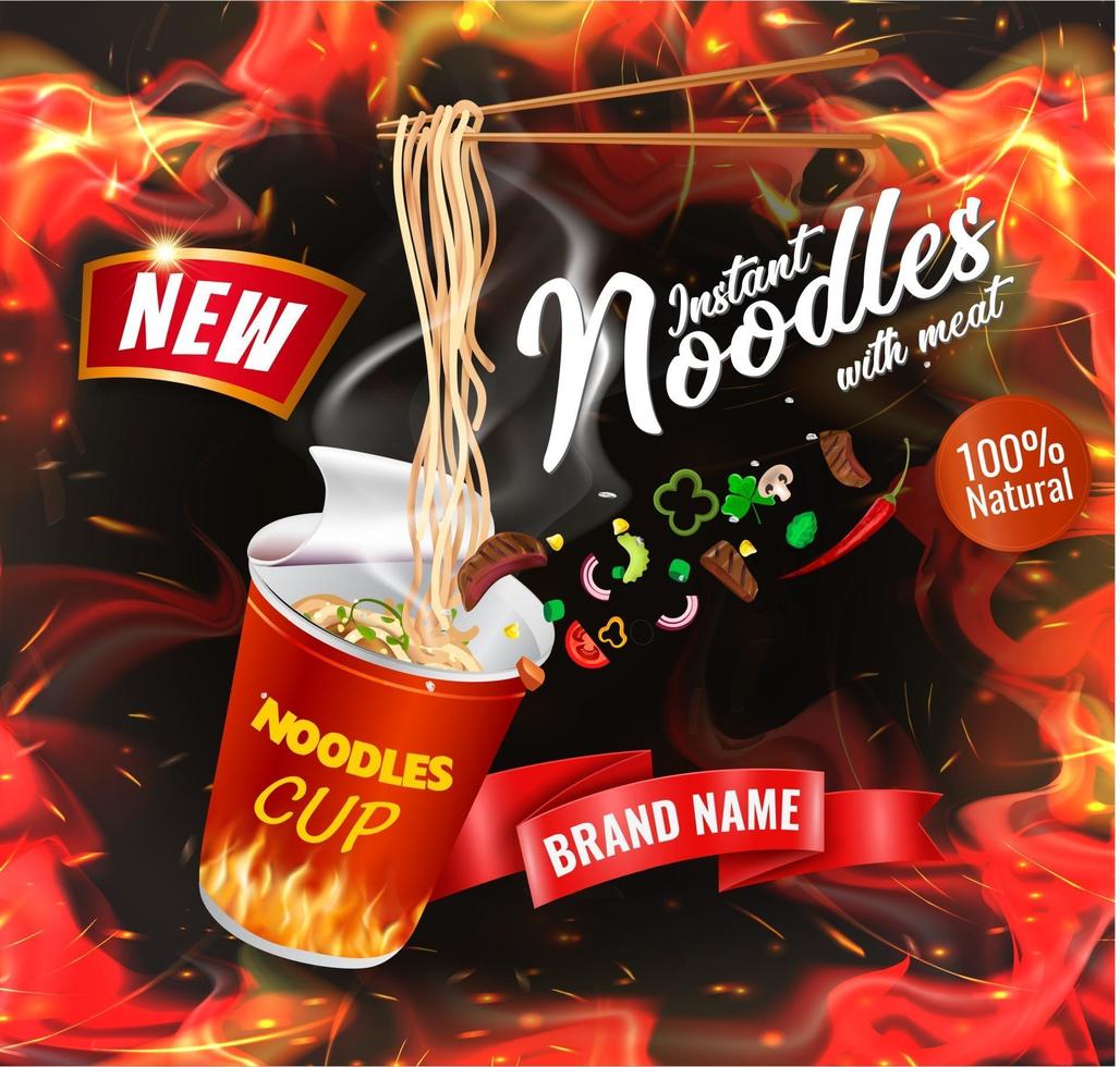 Instant cup noodles design vector