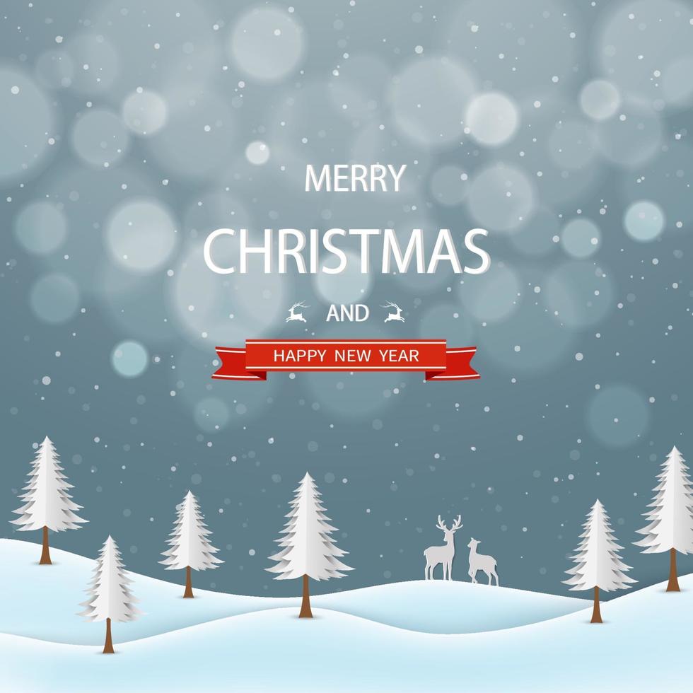 Merry Christmas and happy new year greeting card vector