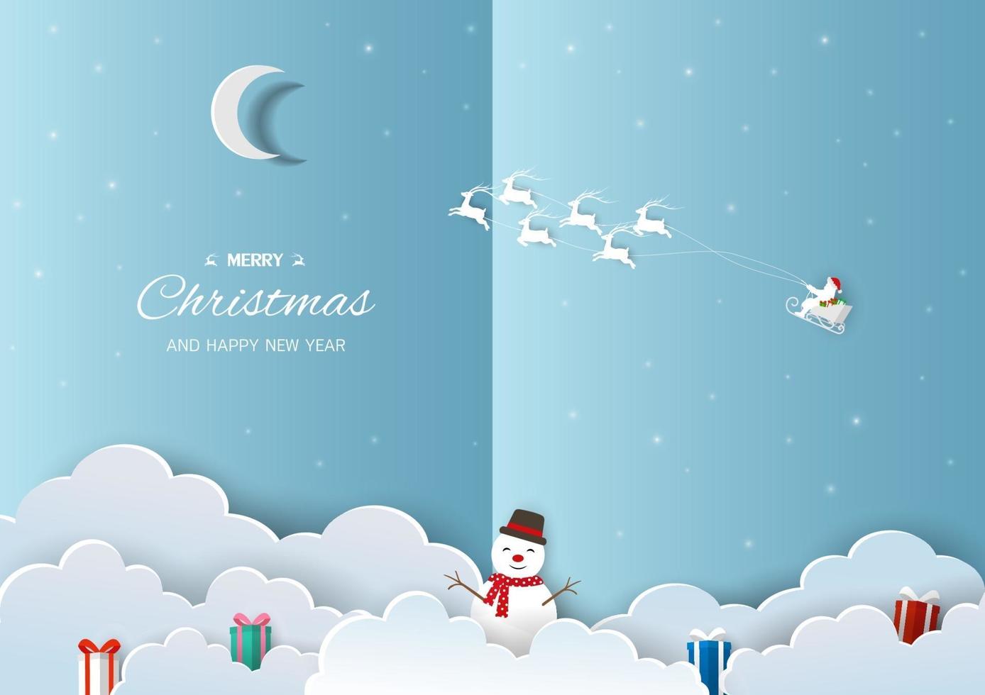 Merry Christmas and Happy new year greeting card vector